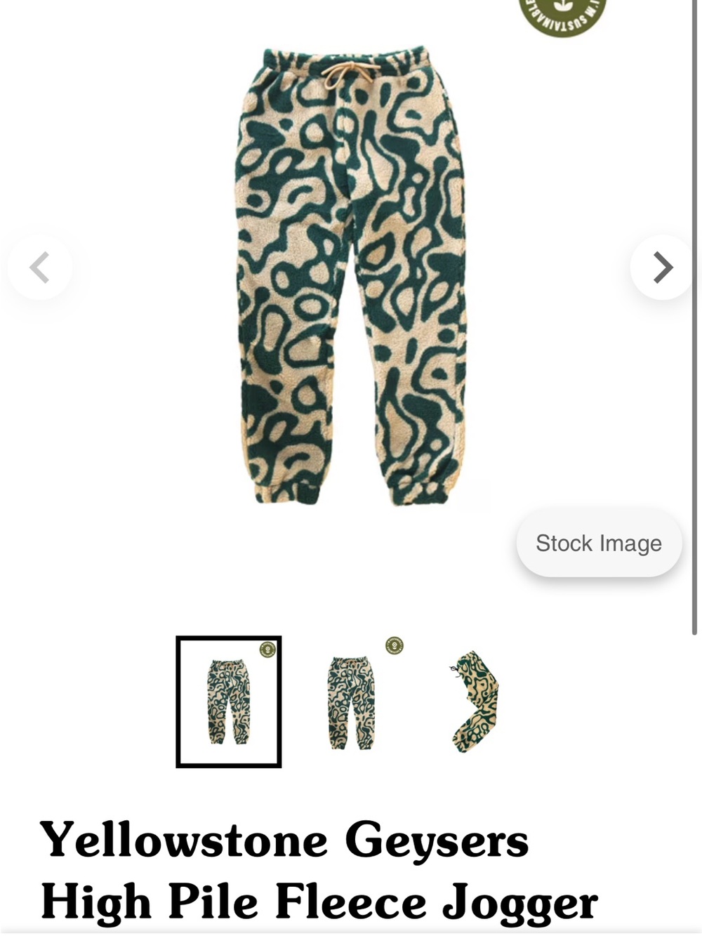 Parks Project Yellowstone Geysers High Pile Fleece Jogger - M  rare!!